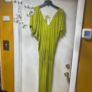 Wide Leg Jumpsuit in Lime Green - Unbranded